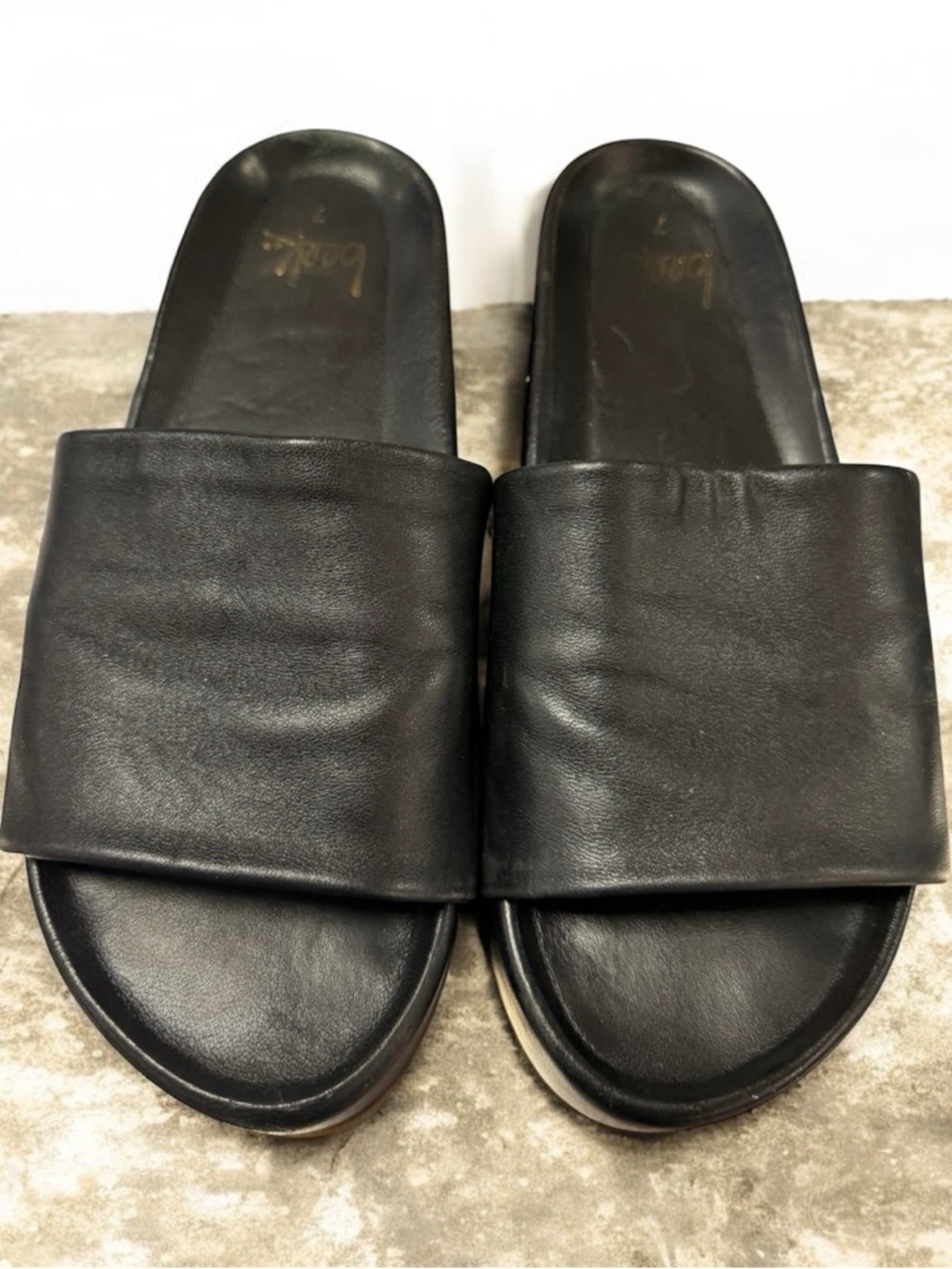 Beek Pelican Platform Sandal in Black Leather